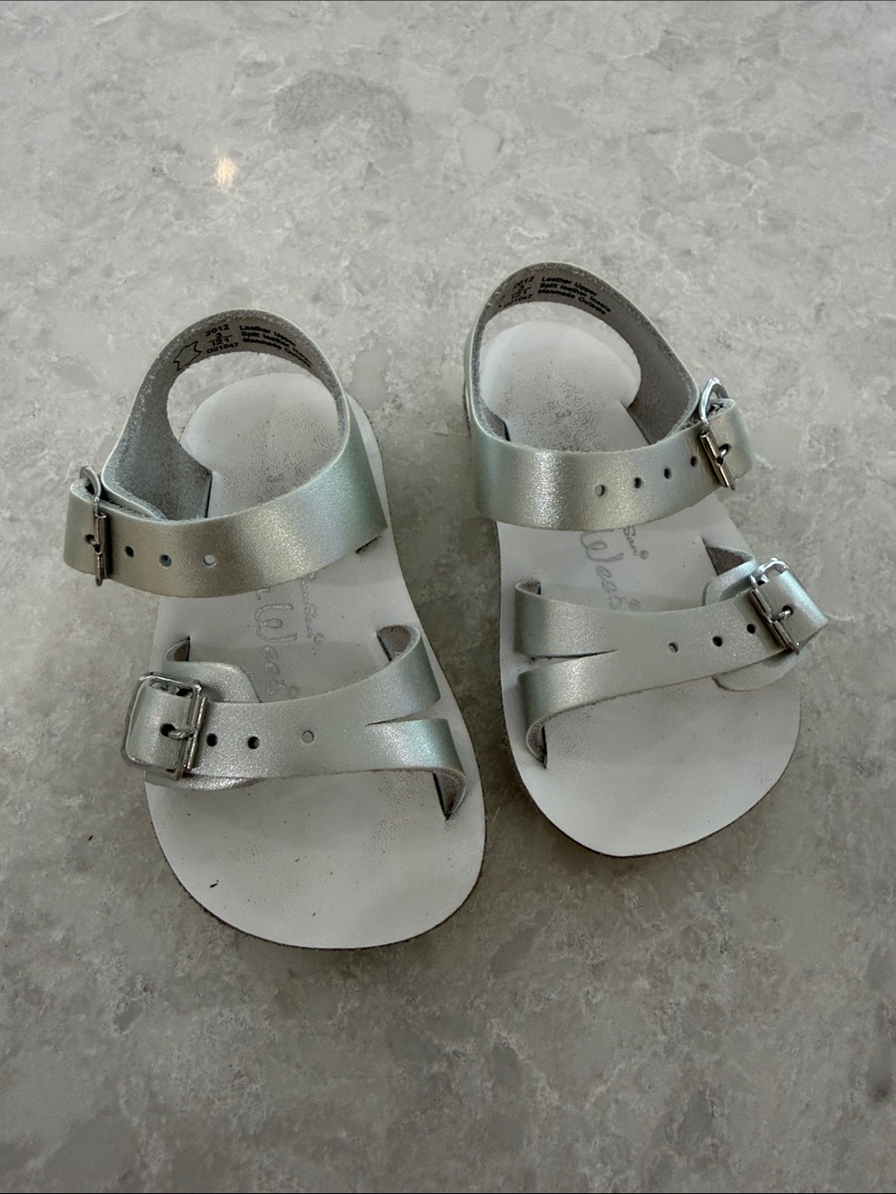 Girls Metallic Silver Buckle Sandals with Adjustable Straps